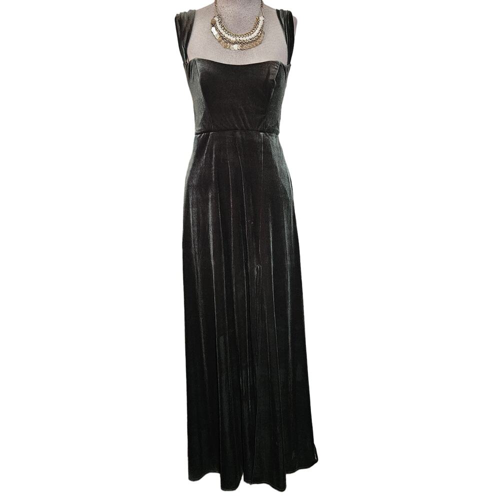Olive Green Velvet Maxi Dress Size 4